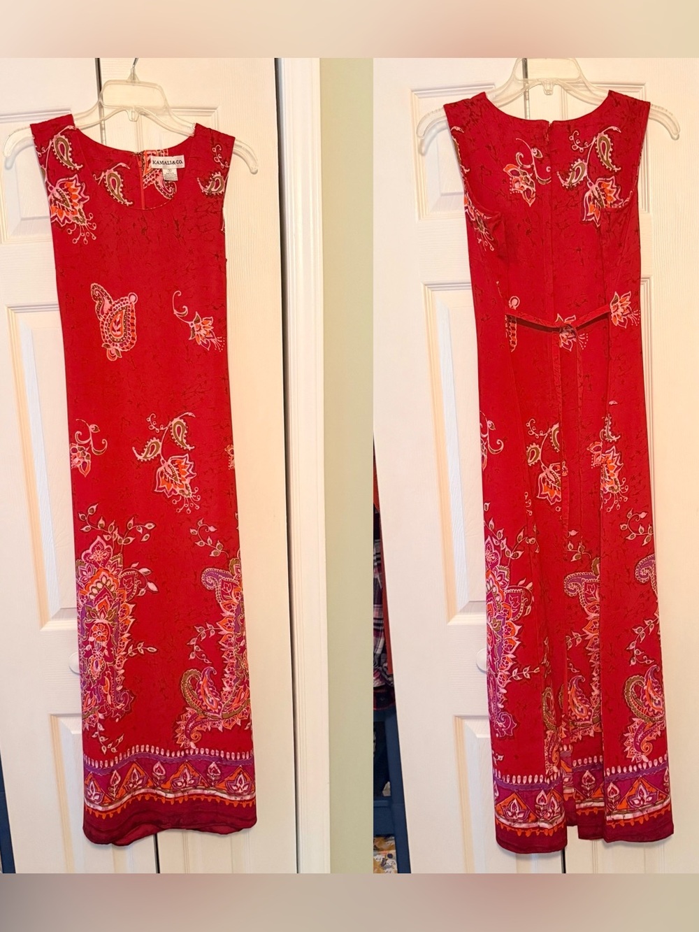 Vintage Kamali & Co Red Paisley Maxi Dress - Picture 4 of 4